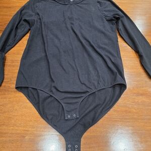 Lane Bryant Black Plus Size 18/20 Long Sleeve Stretch Bodysuit Snap Accents